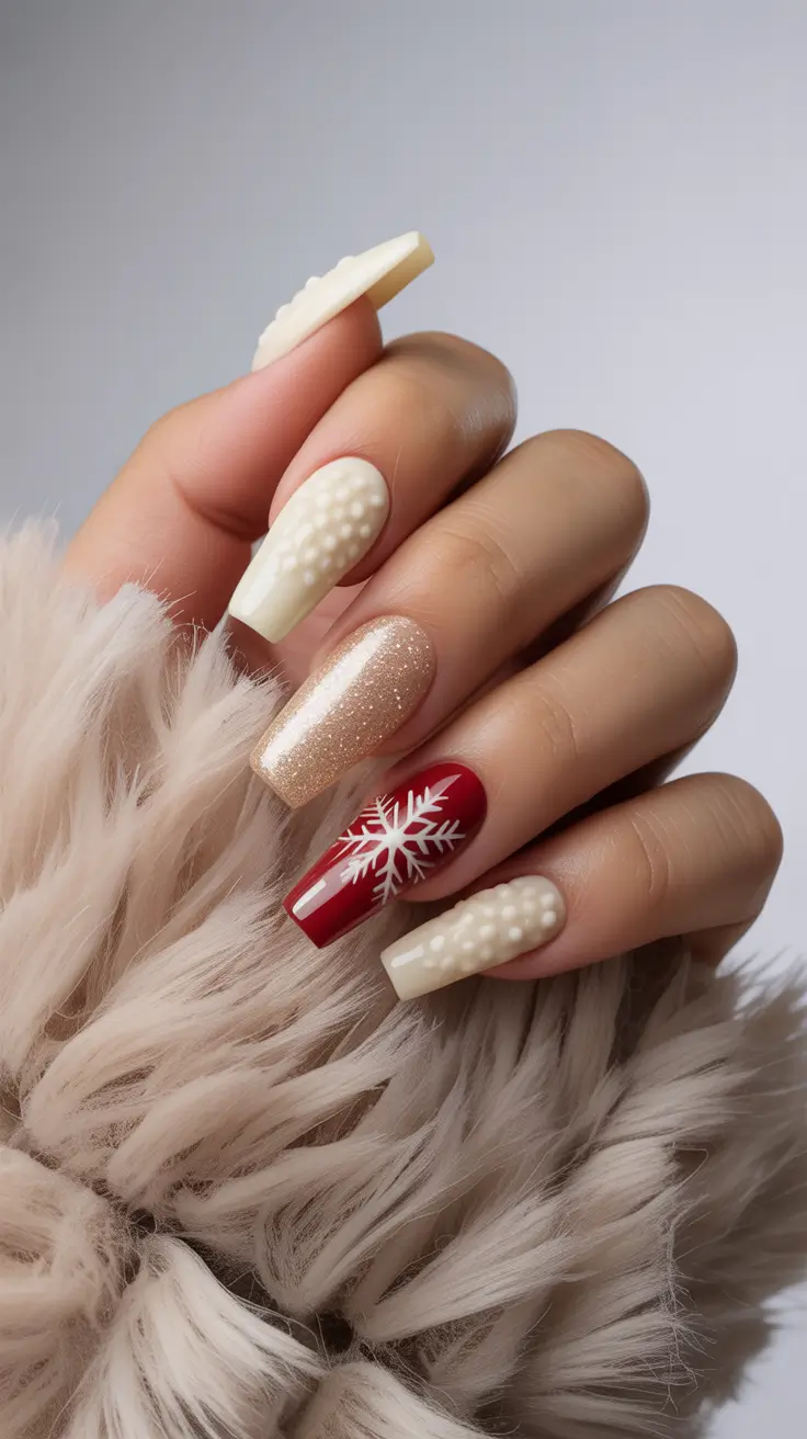 christmas-nails-acrylic-ideas-2025-Ivory-Knit-and-Ruby-Spark