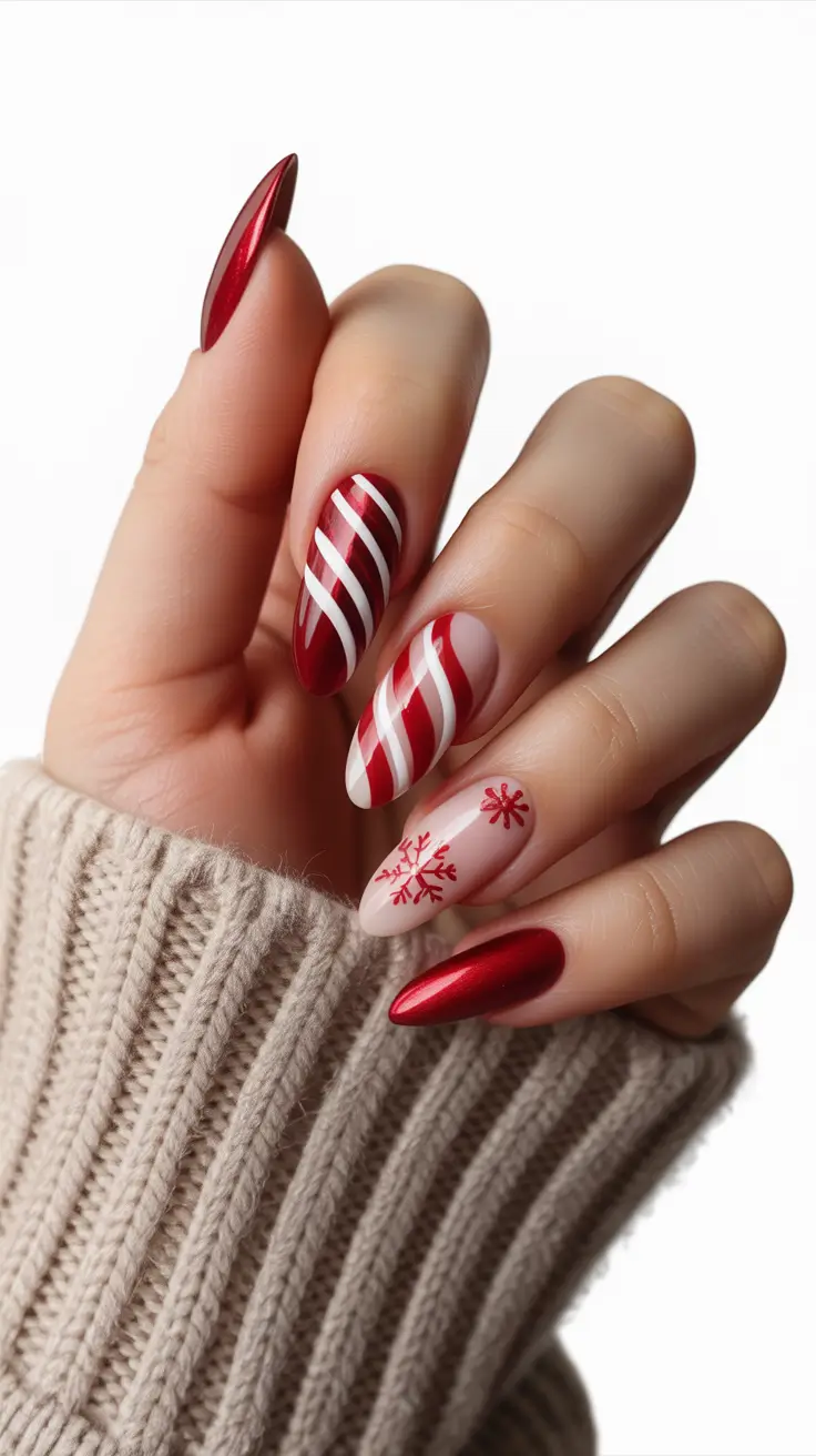 christmas-nails-acrylic-ideas-2025-Peppermint-Candy-Swirls