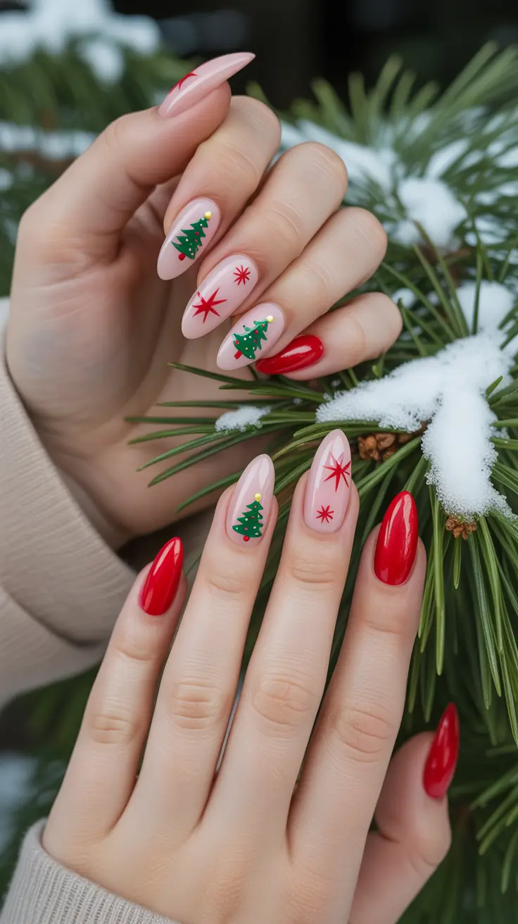 christmas-nails-acrylic-ideas-2025-Evergreen-Cheer