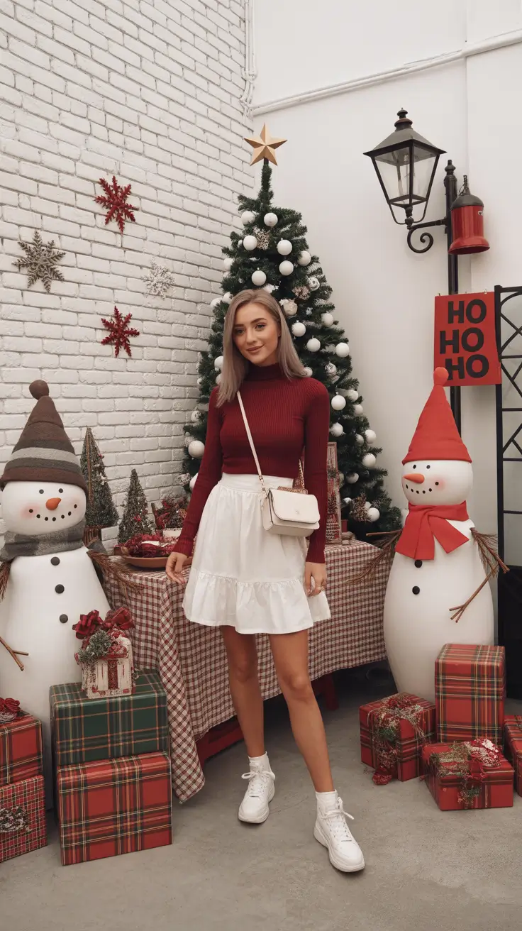 christmas outfits 2025 White Frost & Cranberry Dreams