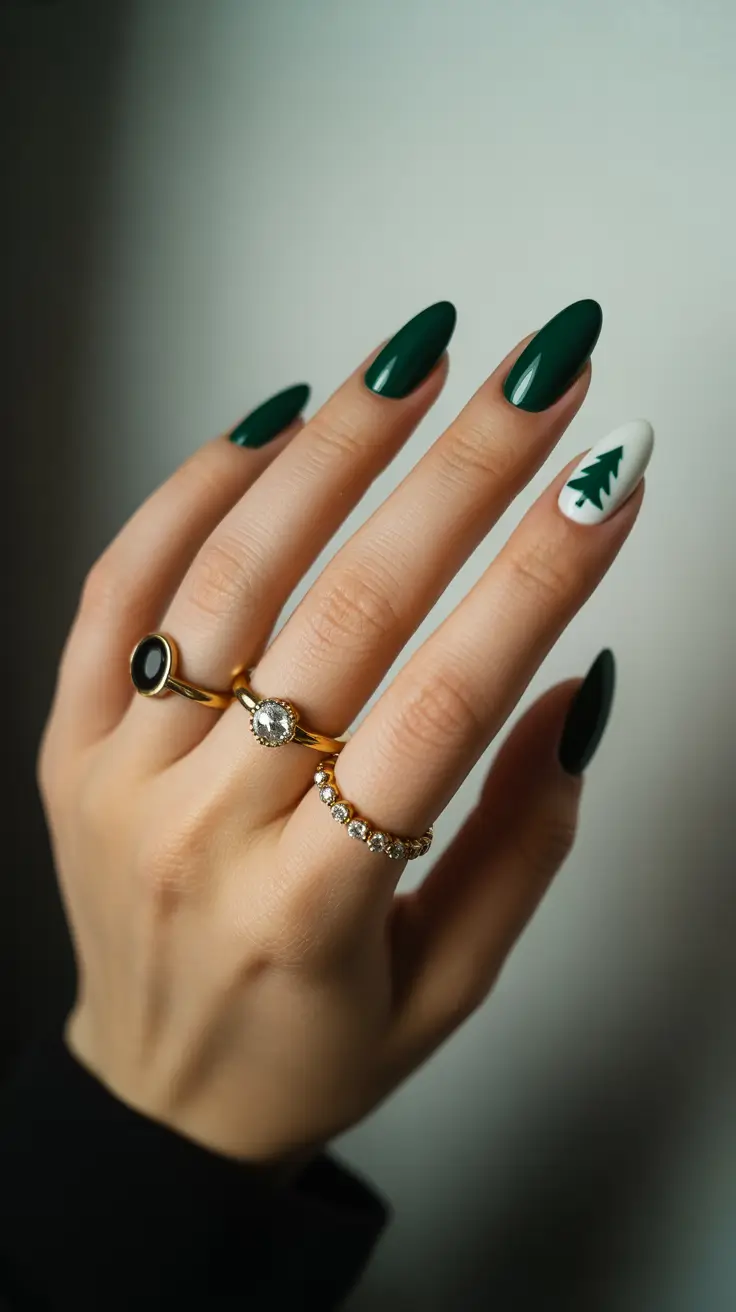 christmas tree nails ideas 2025 Evergreen Elegance