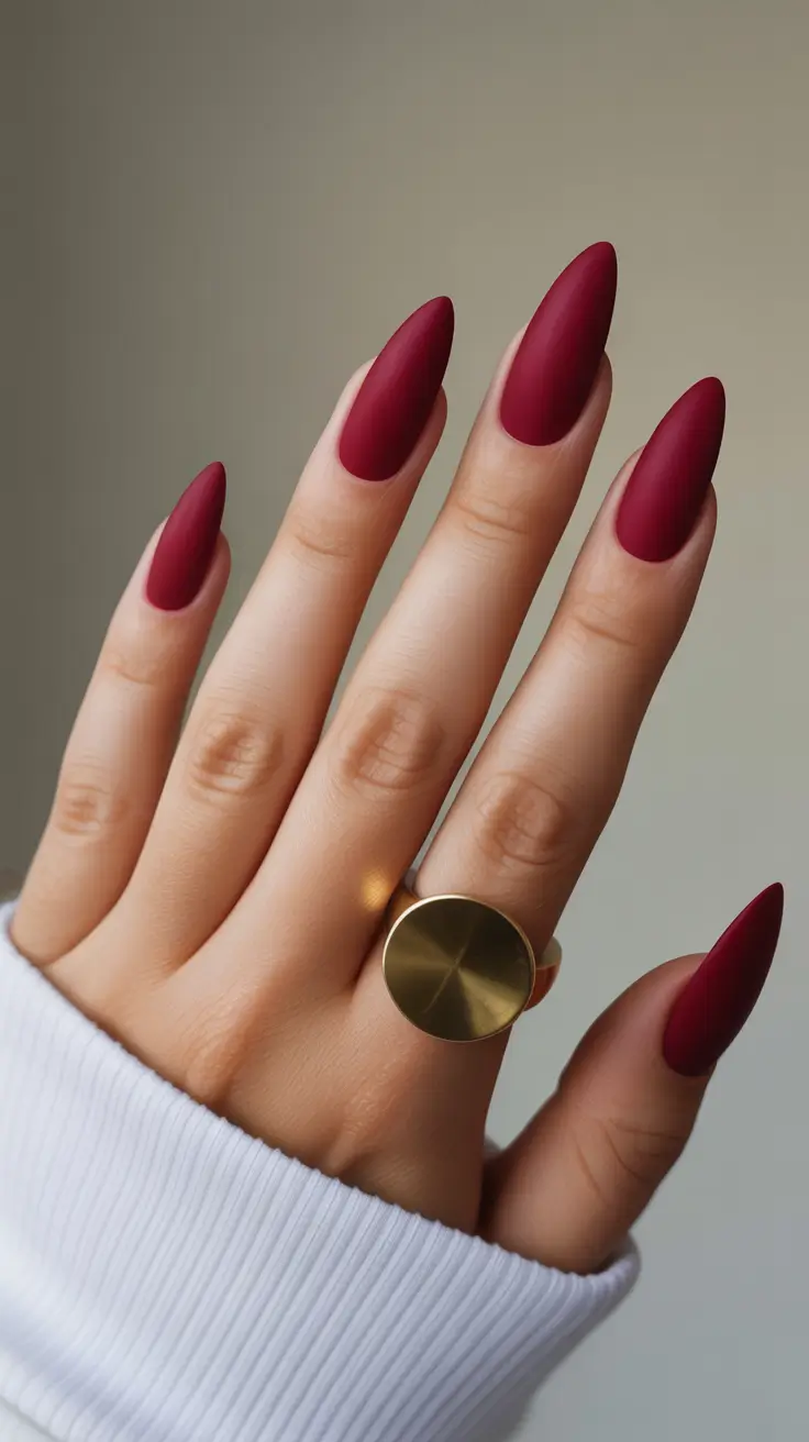 classy winter nails red Velvet Merlot Elegance