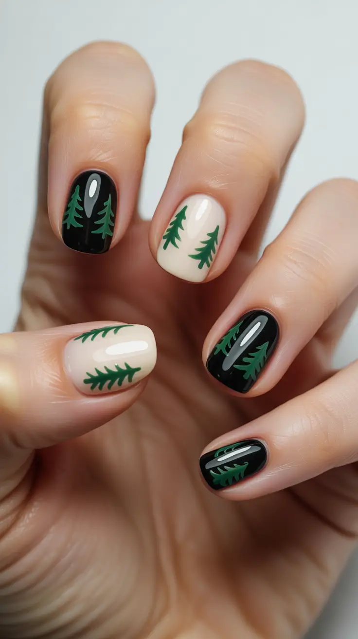 classy winter nails green Forest Whispers