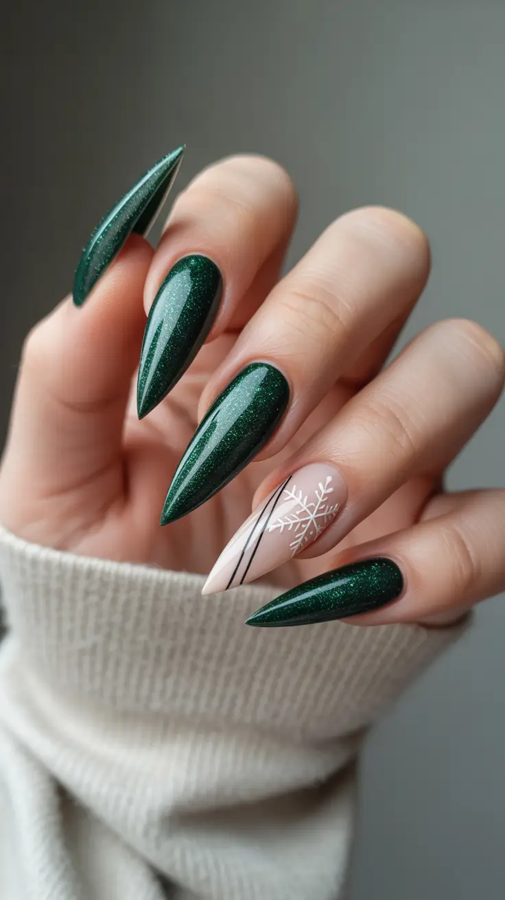 classy winter nails simple Emerald Whisper