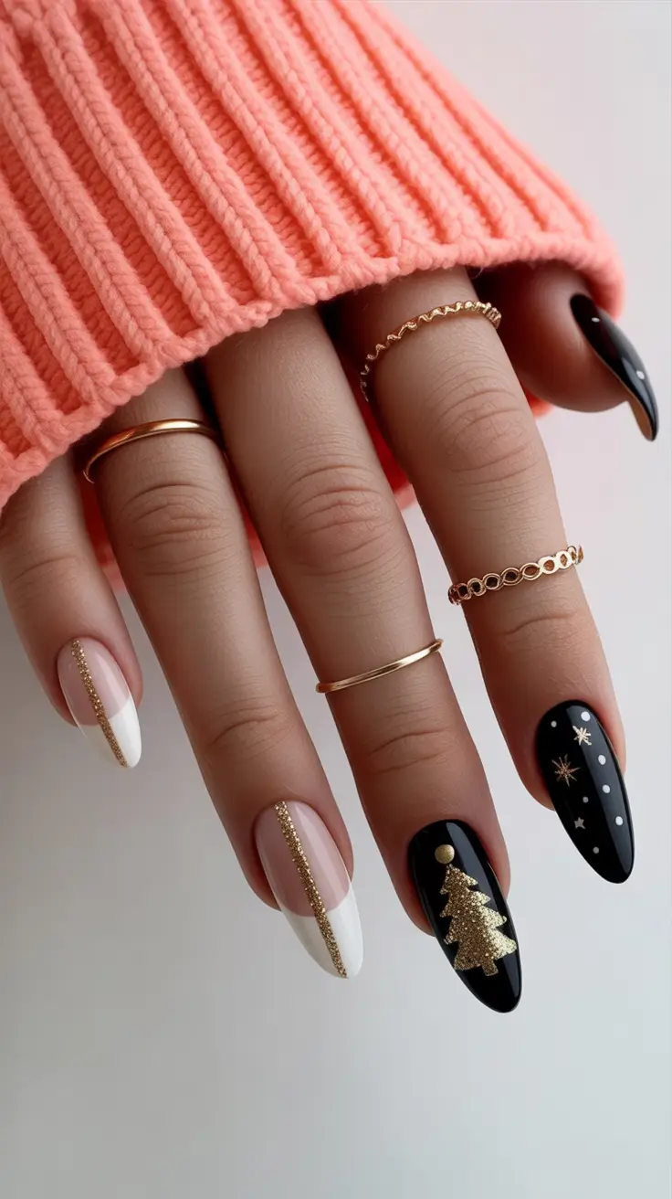 classy winter nails white Midnight Snow Chic