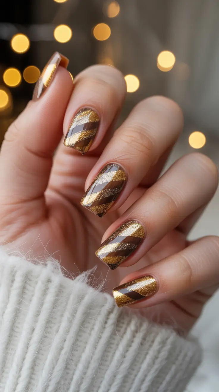 classy winter nails short square Golden Hour Geometry