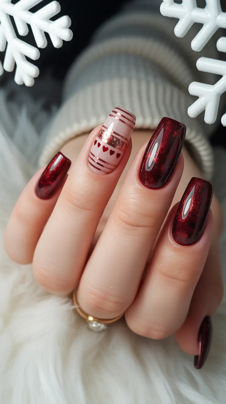 classy winter nails red Cozy Cranberry Knits