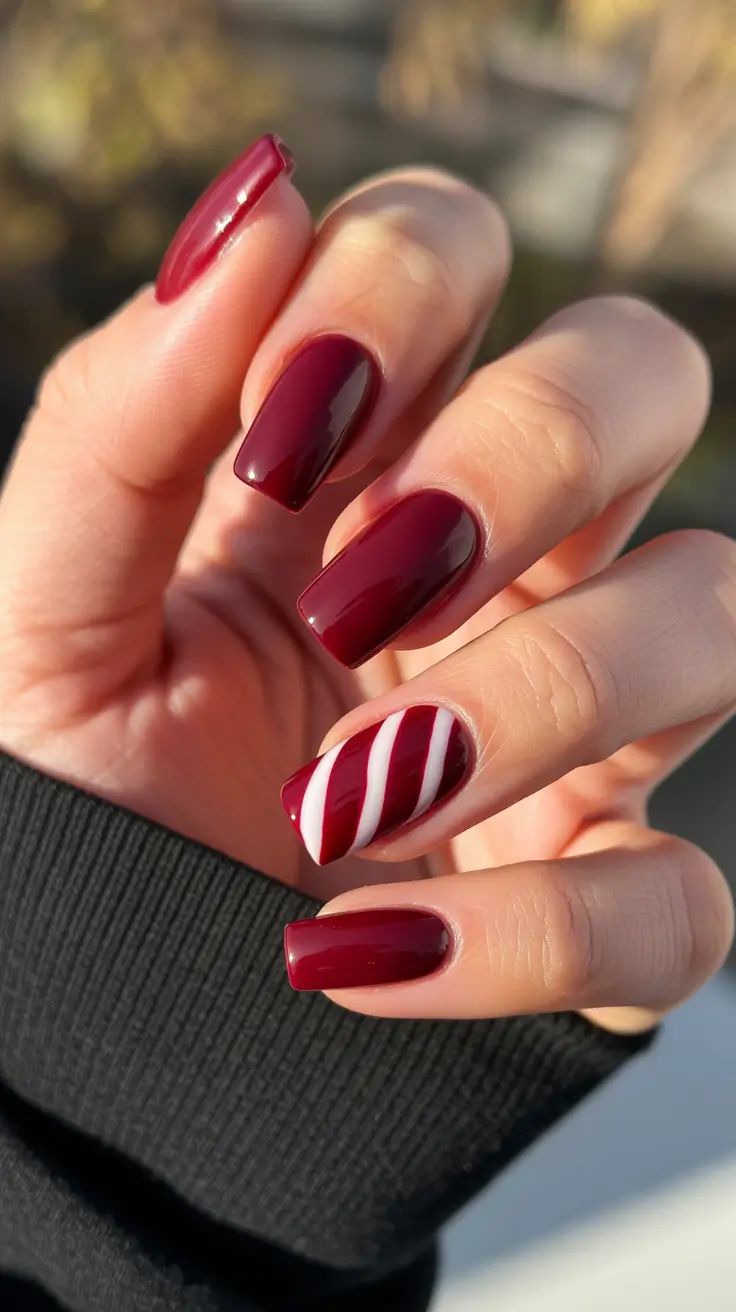 classy winter nails red Peppermint Kiss