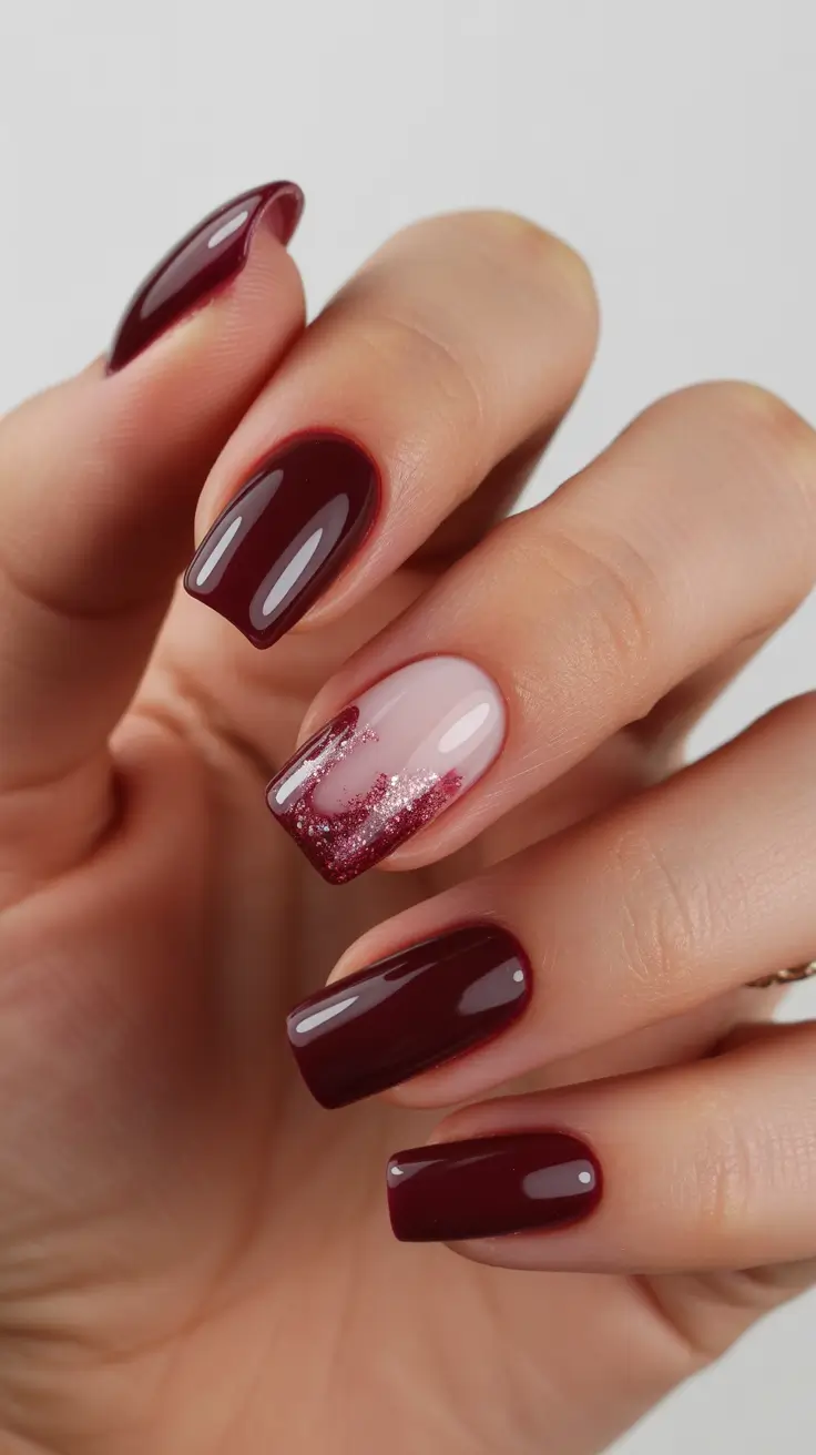 classy winter nails red Wine Glow Gradient