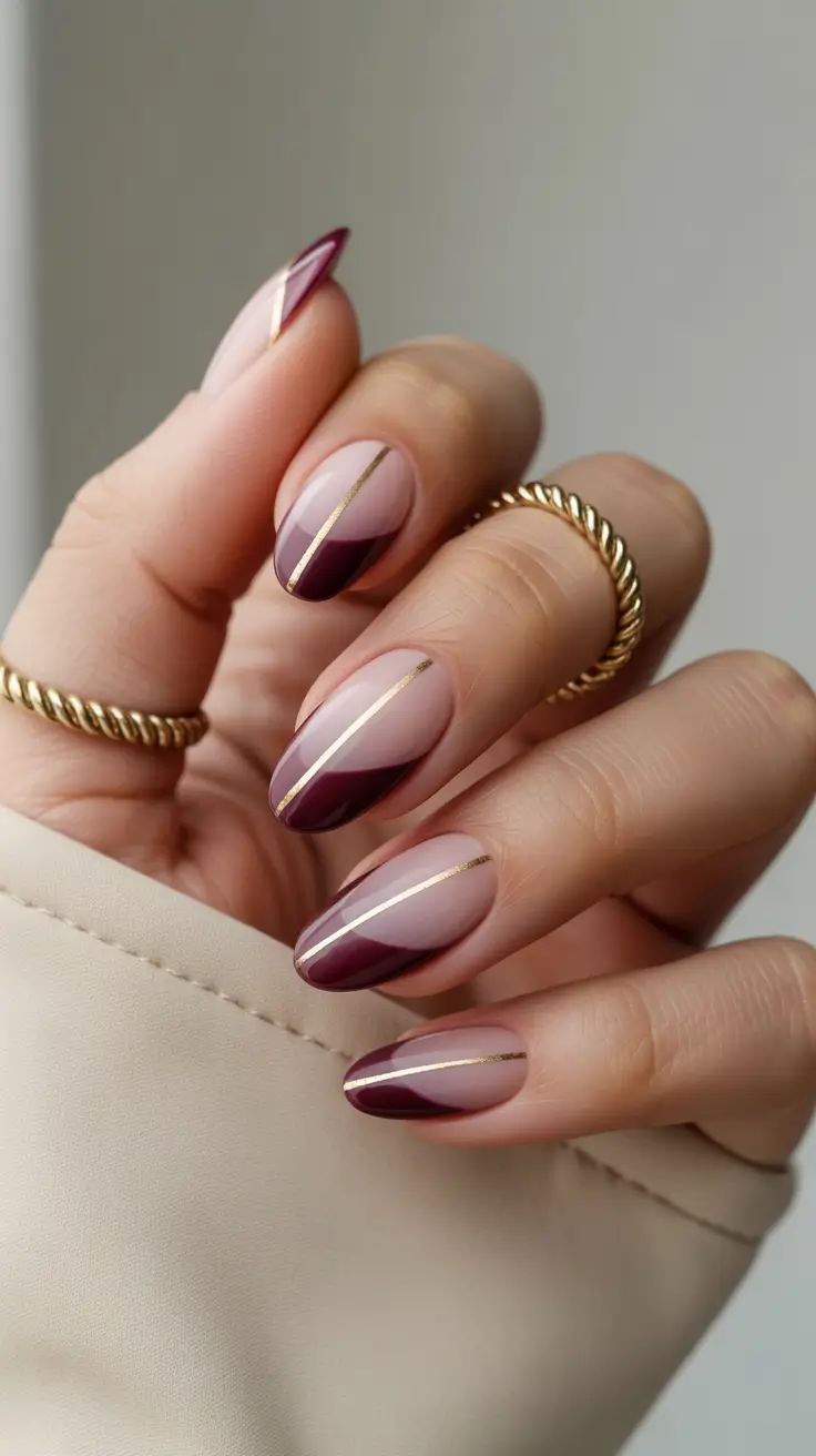 classy winter nails almond Mulberry Lines
