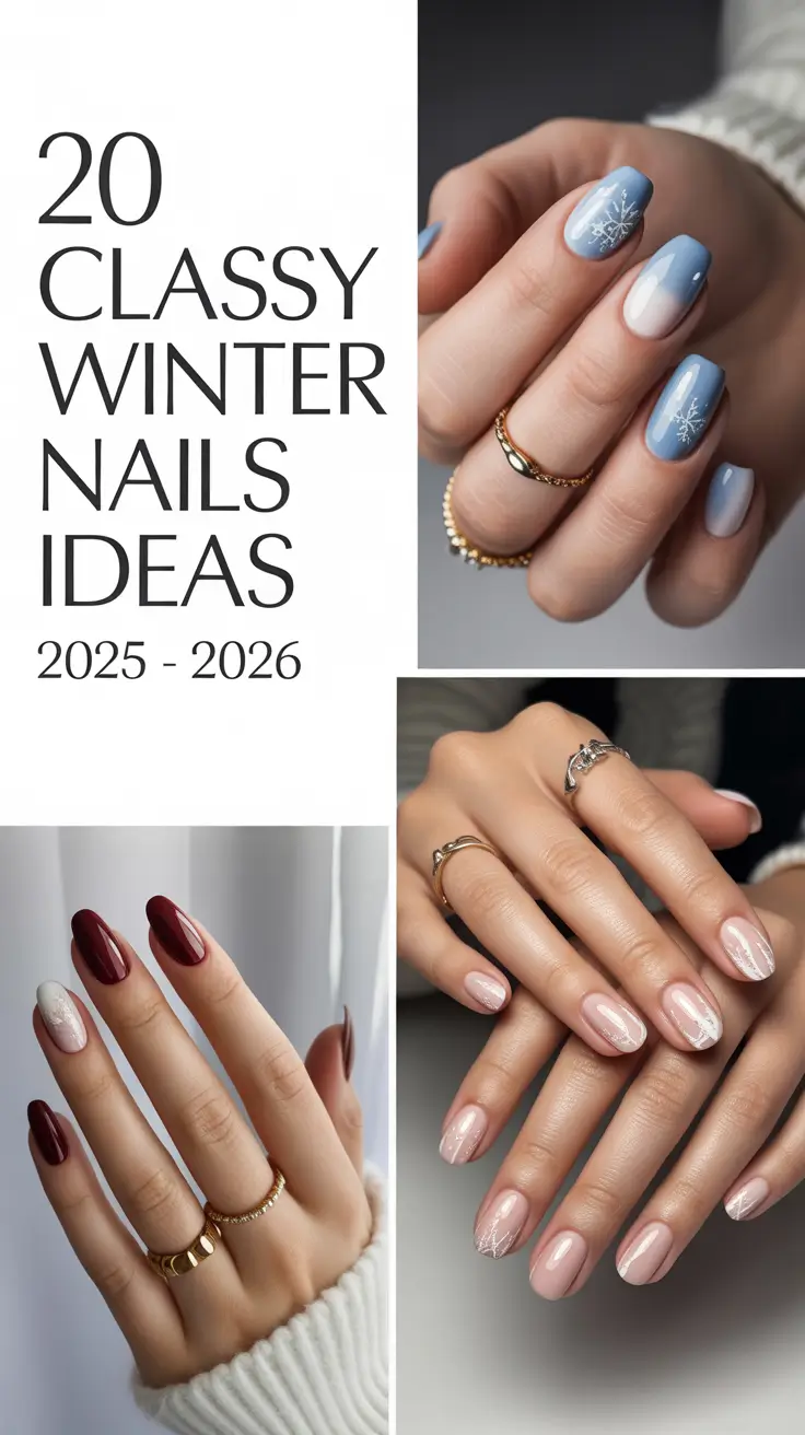 Classy Winter Nails Ideas 2025–2026: Simple, Cute & Elegant Designs for the Cold Season