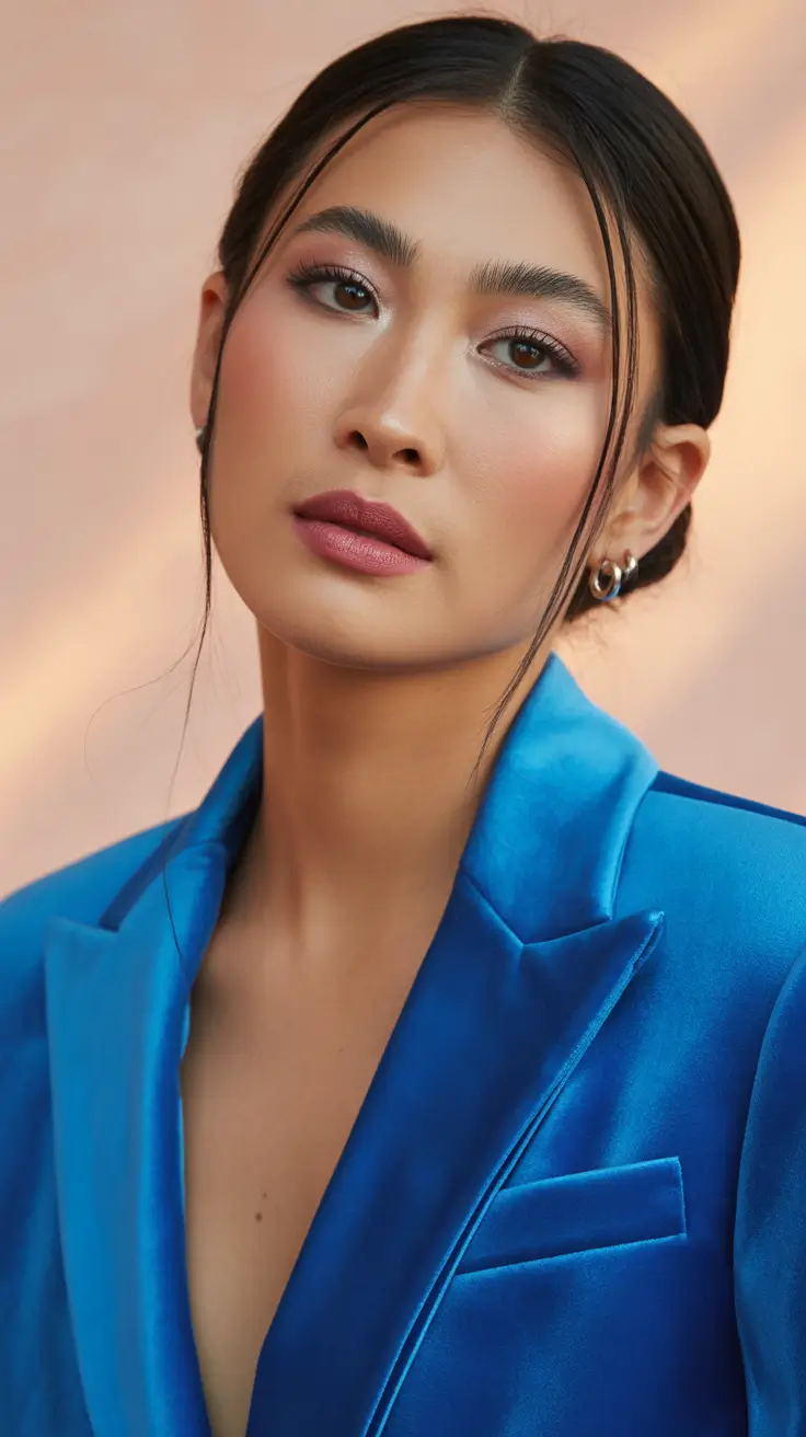 cute winter haircuts for women Sleek Center-Part Bun