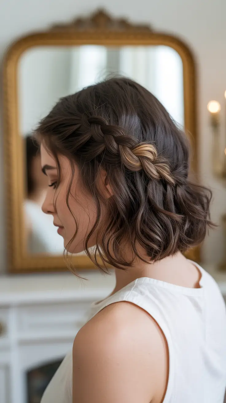 cute winter haircuts for women Braided Crown on Short Bob