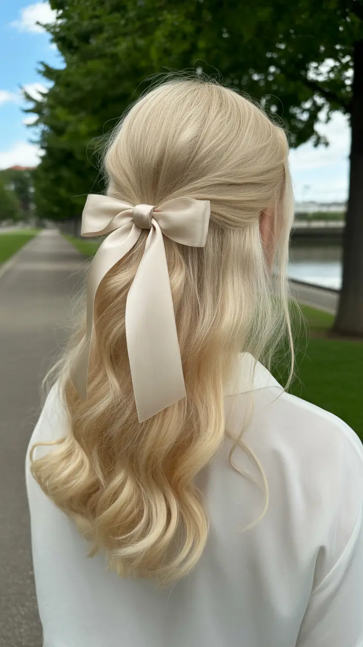 cute winter haircuts for women Playful Ribbon Half-Up