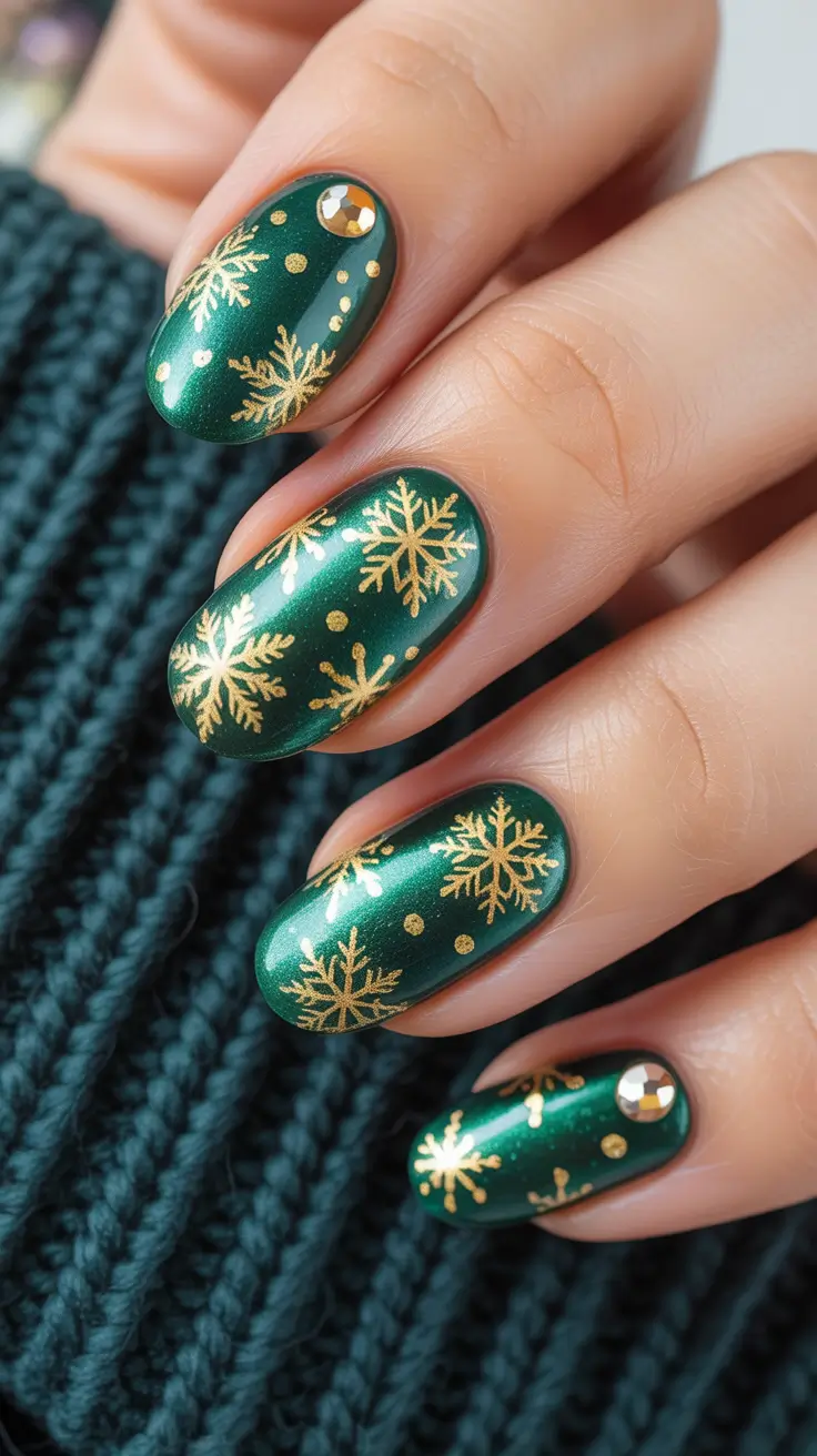 dark winter nails ideas 2025 2026 emerald frost glam