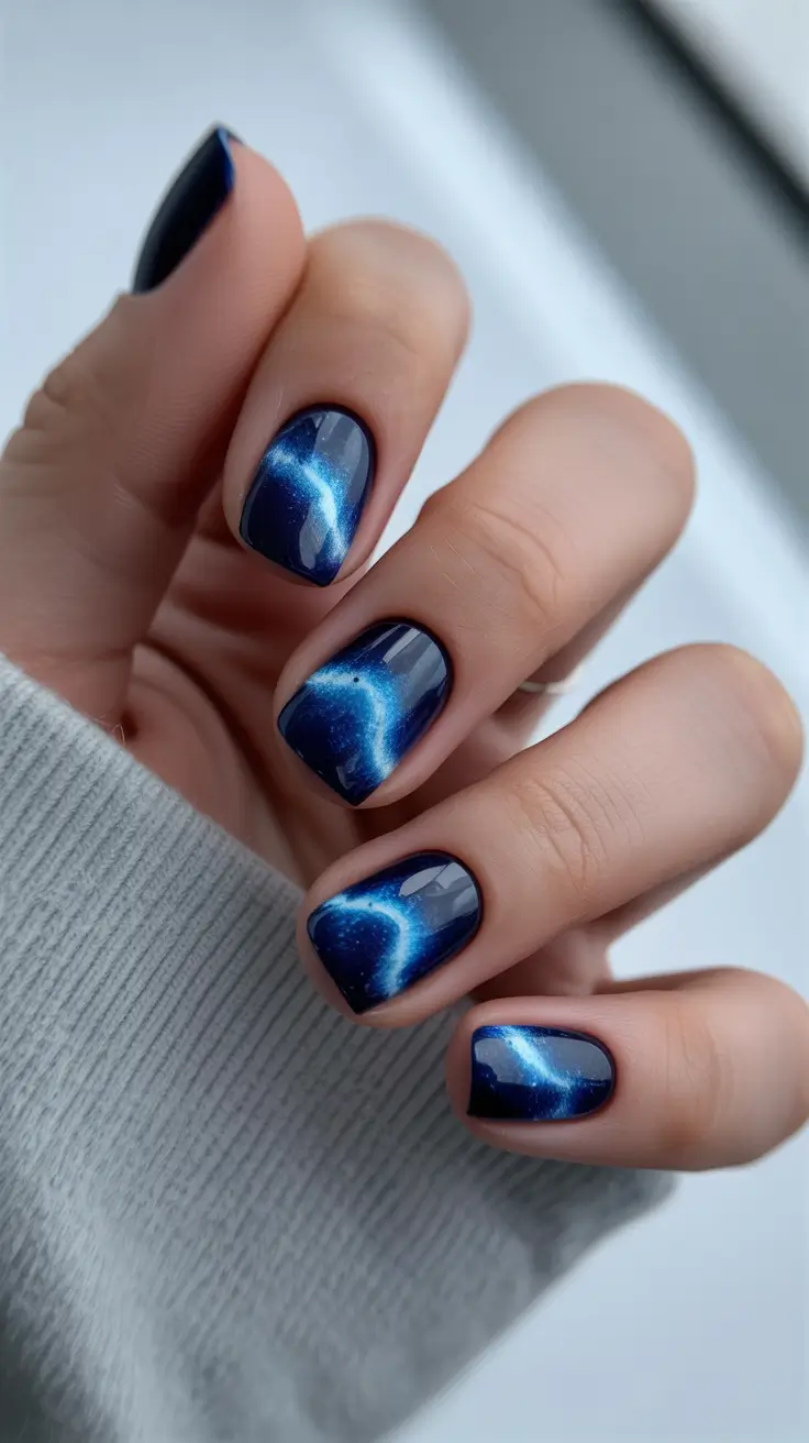 dark winter nails ideas 2025 2026 aurora cat-eye glow