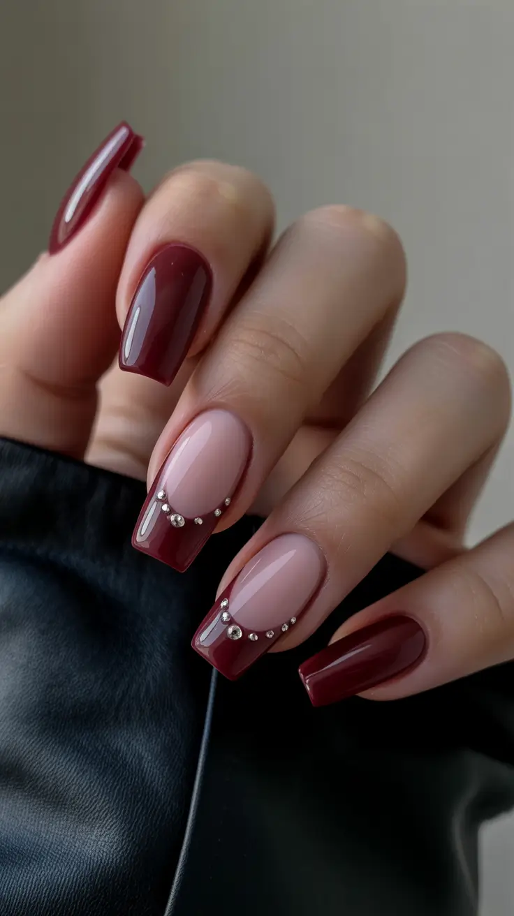 dark winter nails ideas 2025 2026 crimson luxe square