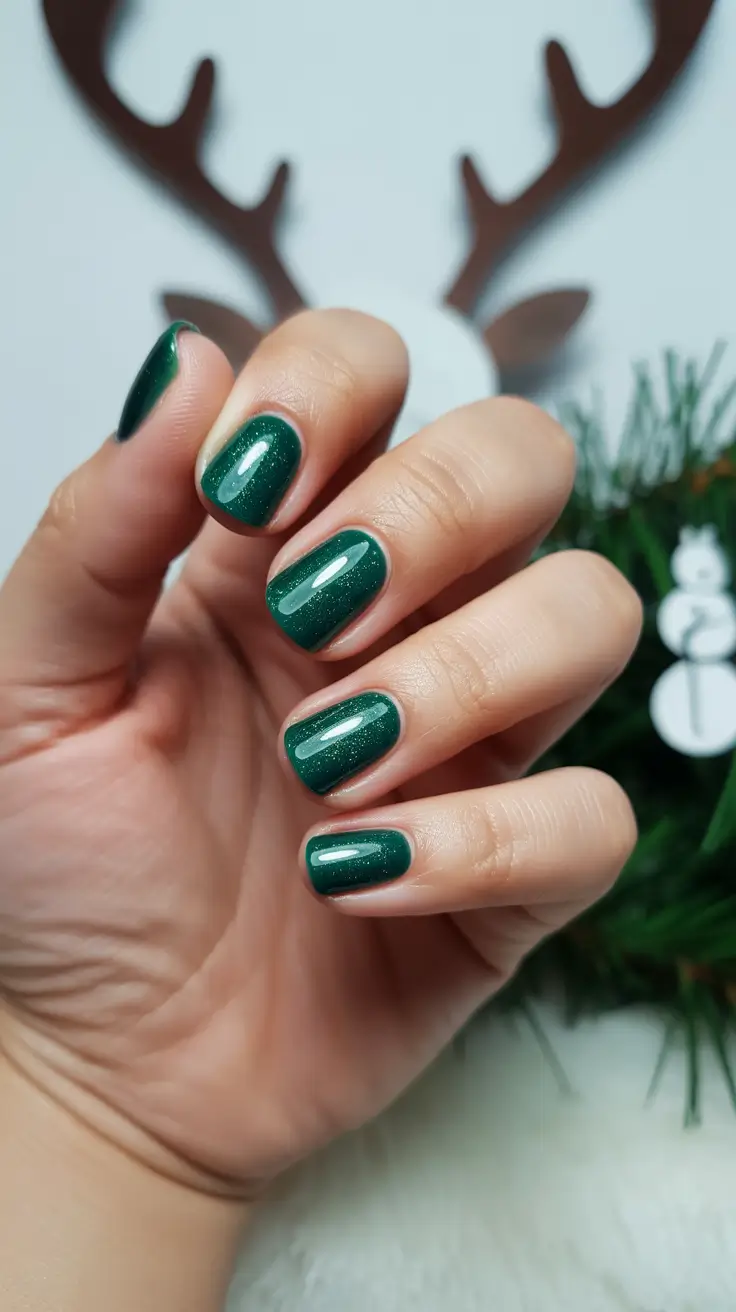dark winter nails ideas 2025 2026 evergreen glow