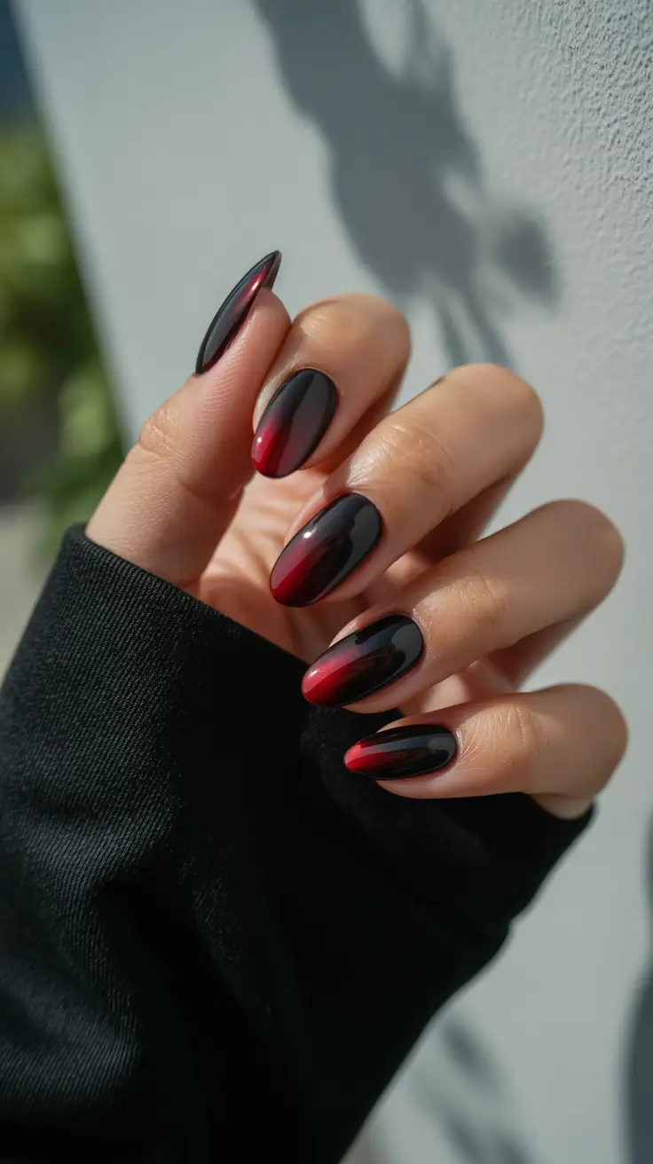 dark winter nails ideas 2025 2026 crimson flame ombre