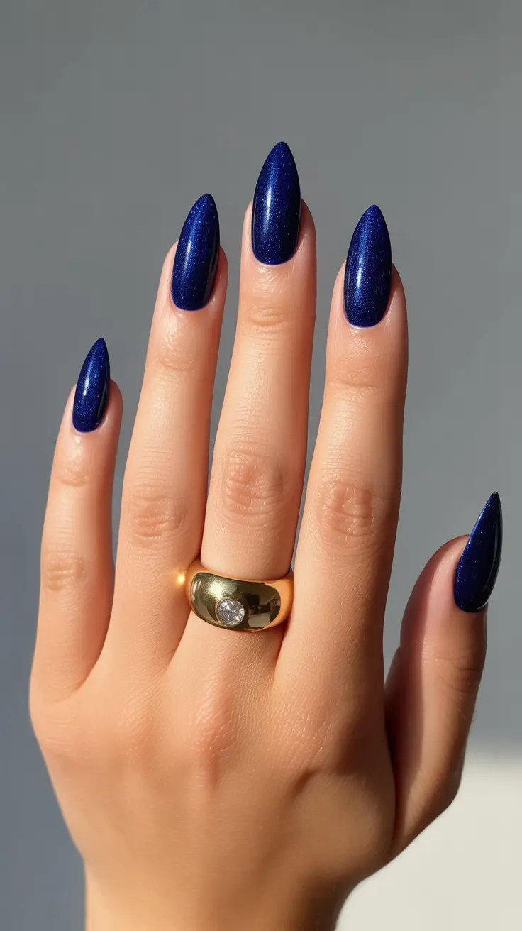 dark winter nails ideas 2025 2026 midnight satin blue