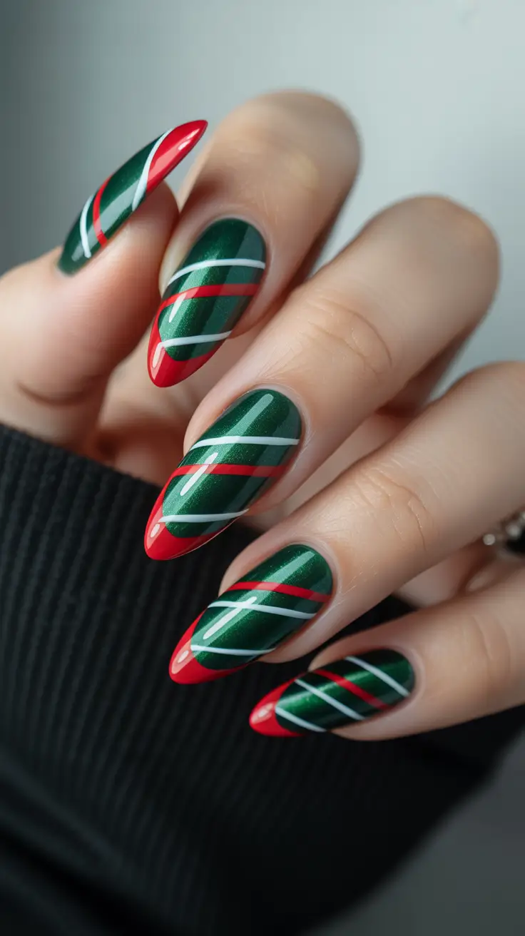 dark winter nails ideas 2025 2026 festive plaid twist