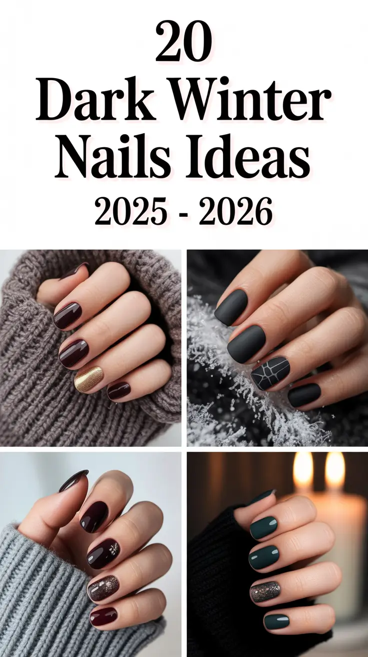 Dark Winter Nails Ideas 2025–2026: Chic Polish Colors and Aesthetic Designs for the Cold Season