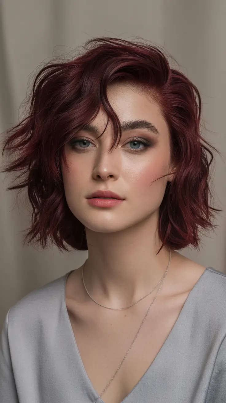 deep winter hair colors red Crimson Short Waves