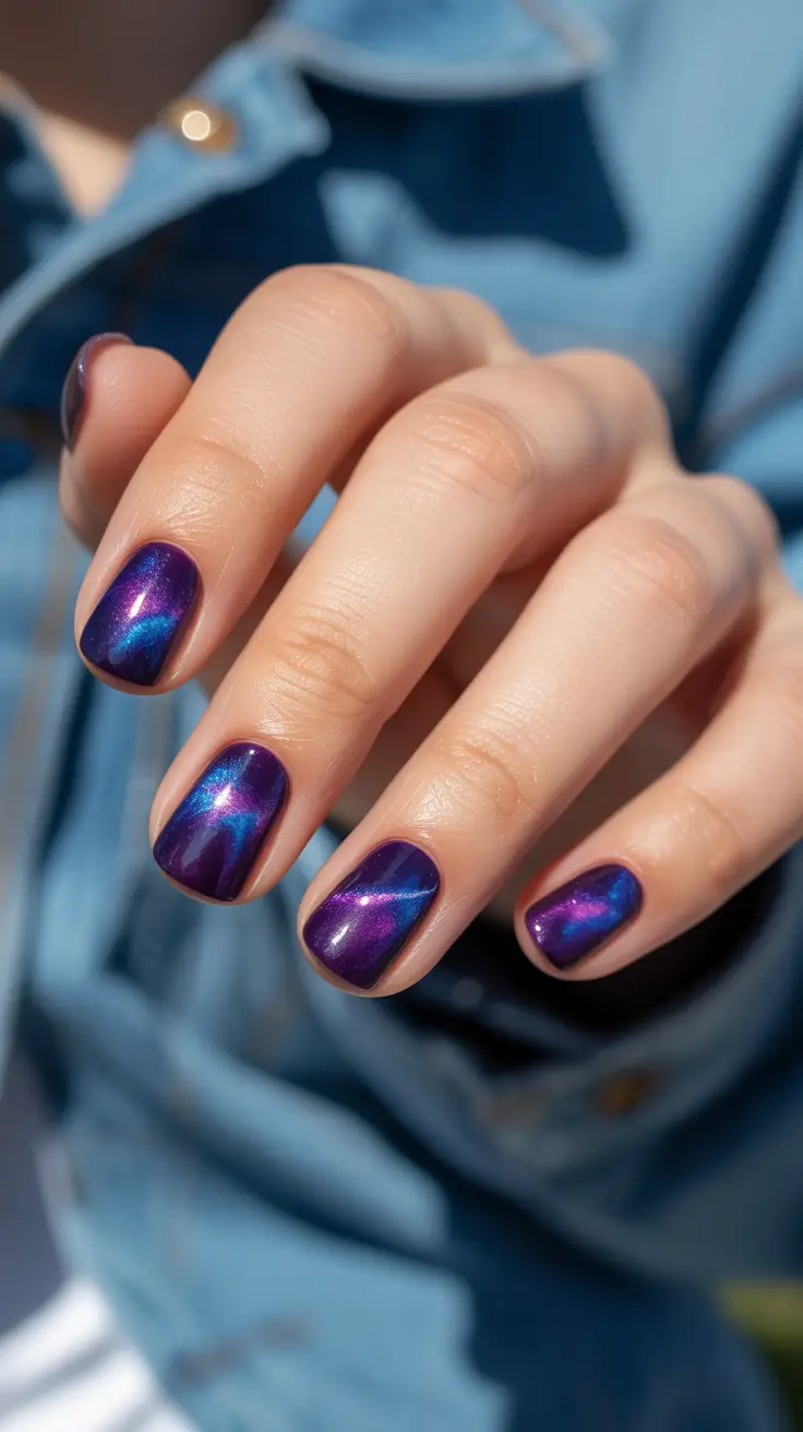 easy christmas nails ideas 2025 Galaxy Holiday Vibes
