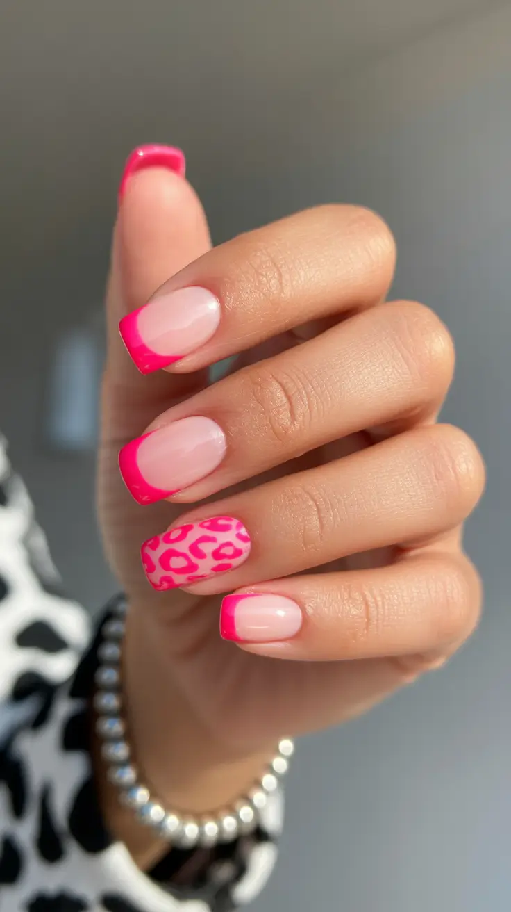 easy christmas nails ideas 2025 Hot Pink Frost