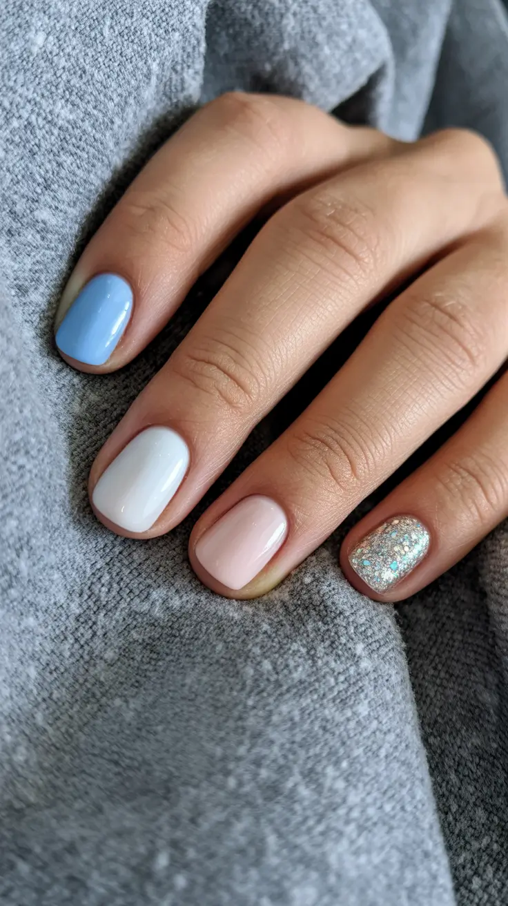 easy christmas nails ideas 2025 Frosted Pastel Harmony