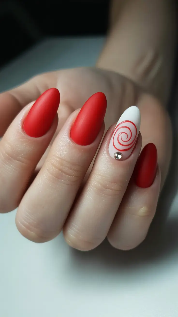 winter color nails gel 2026 Matte Candy Swirl