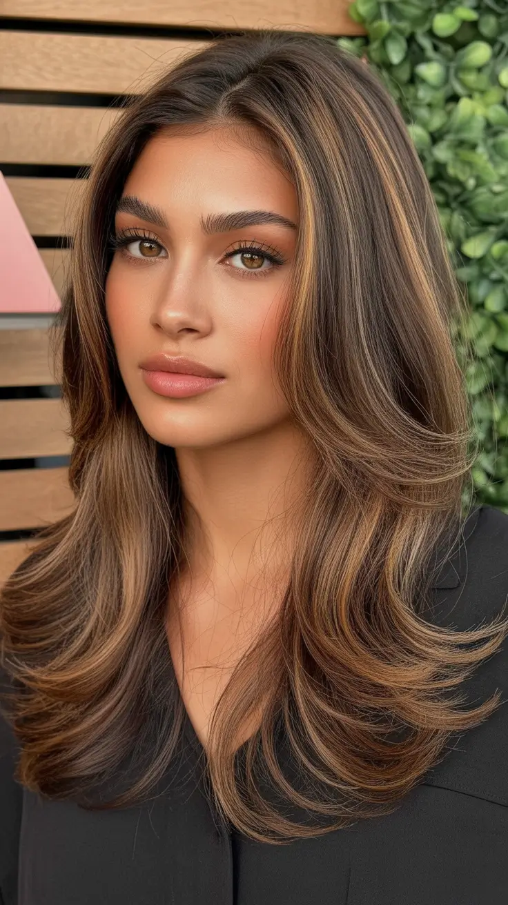 winter hair colors for dark skin black women Hazelnut Balayage Layers