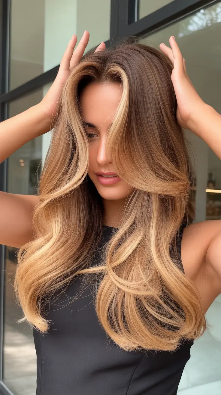 Highlight Trends Hair Colors Winter 2025-2026 Warm Caramel Flow