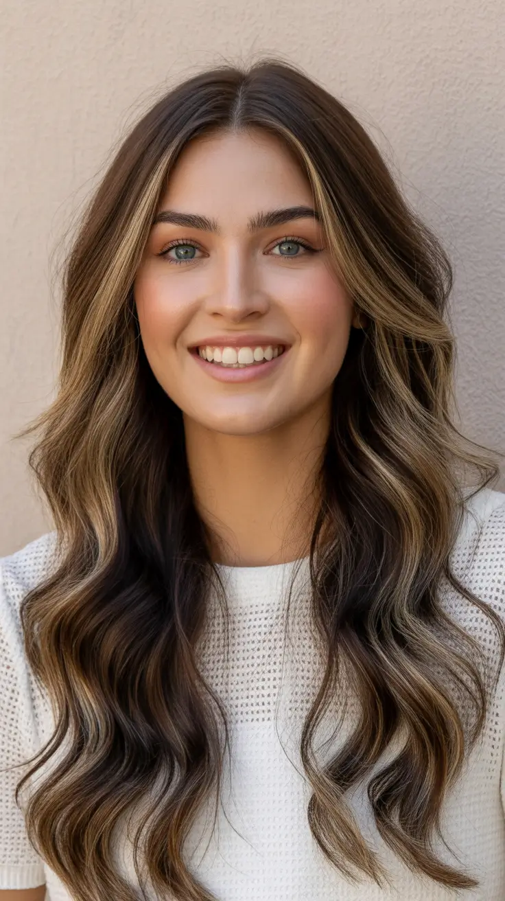 Highlight Trends Hair Colors Winter 2025-2026 Dimensional Brunette with Bold Ribbons