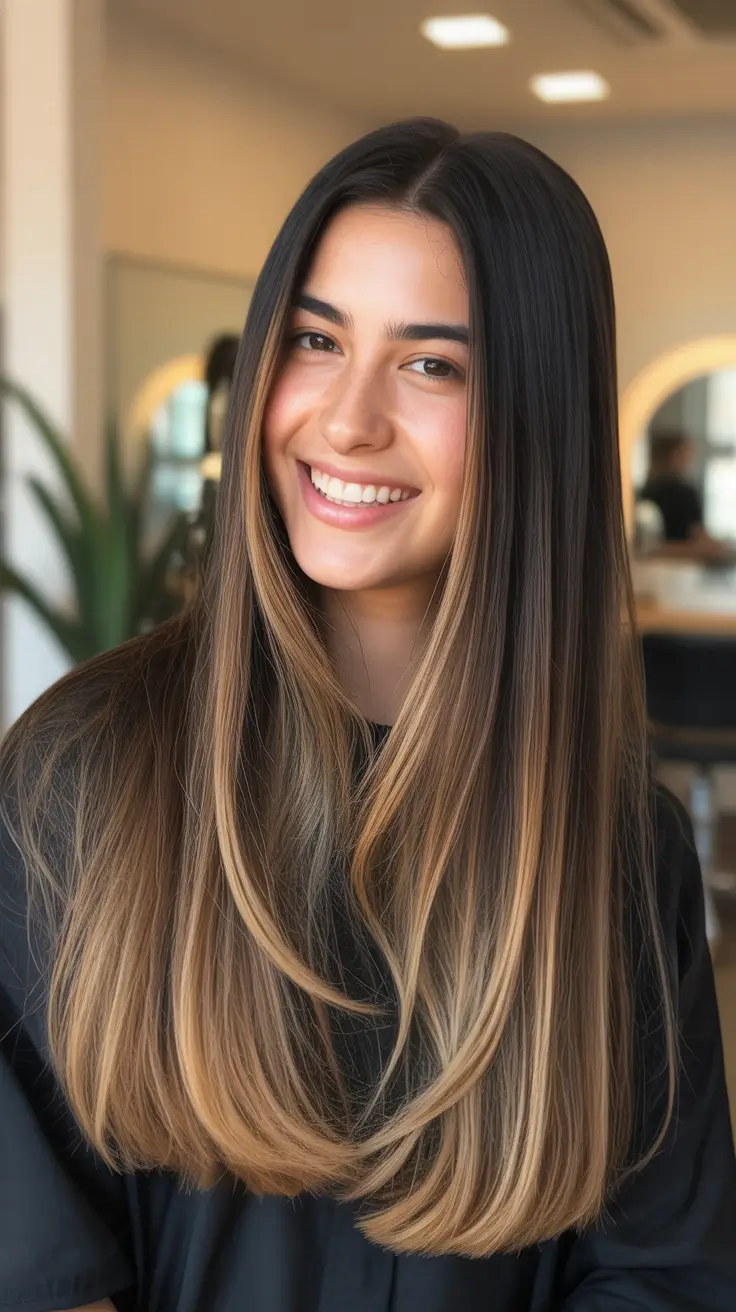 Highlight Trends Hair Colors Winter 2025-2026 Long Brunette Balayage Flow