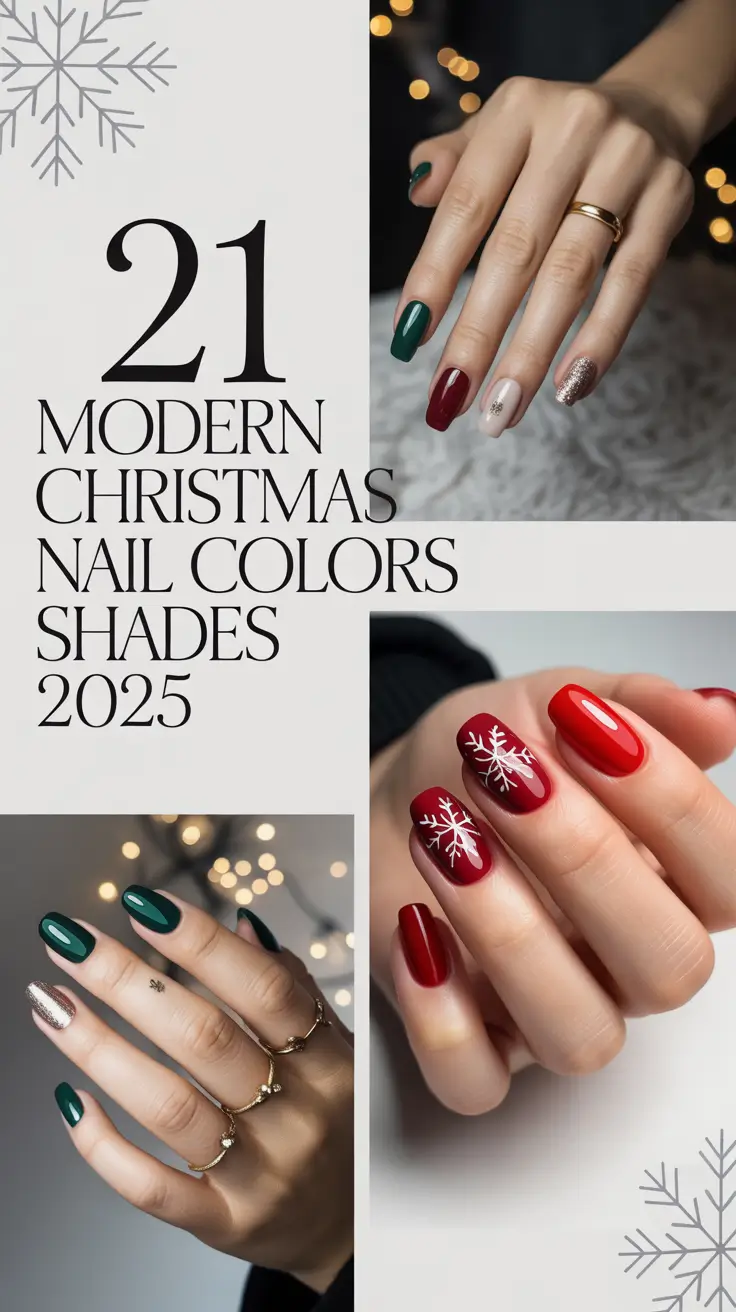 Modern Christmas Nail Colors & Shades 2025: The Best Winter Gel and Dip Ideas for a Festive Look