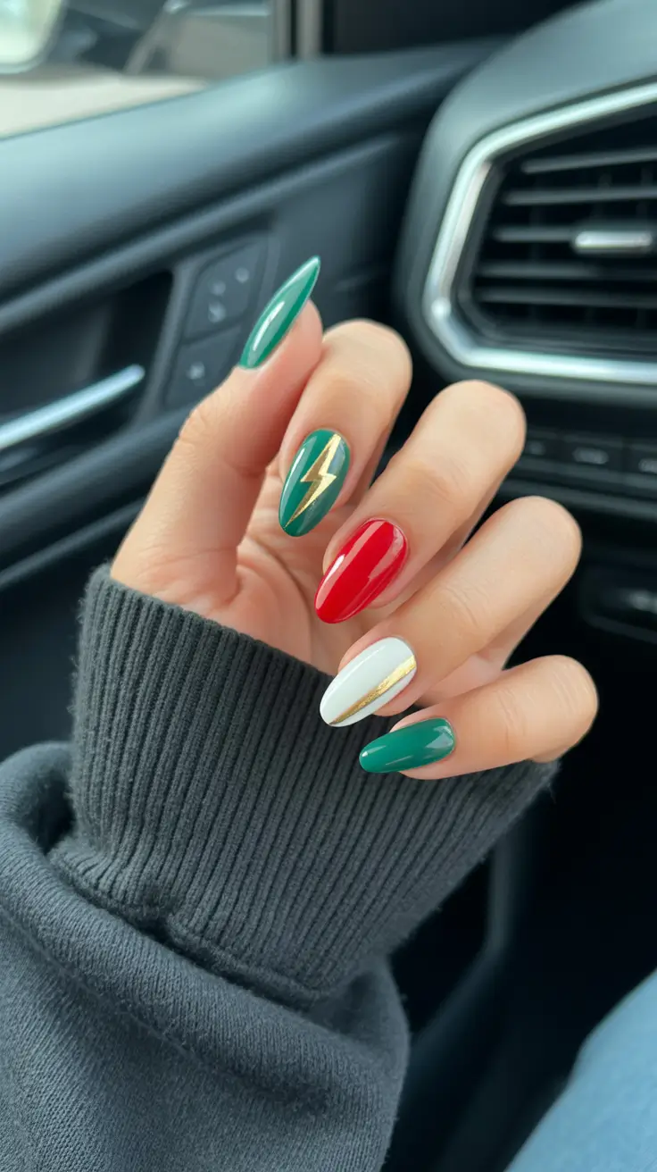 simple christmas nails green Holiday Bolt