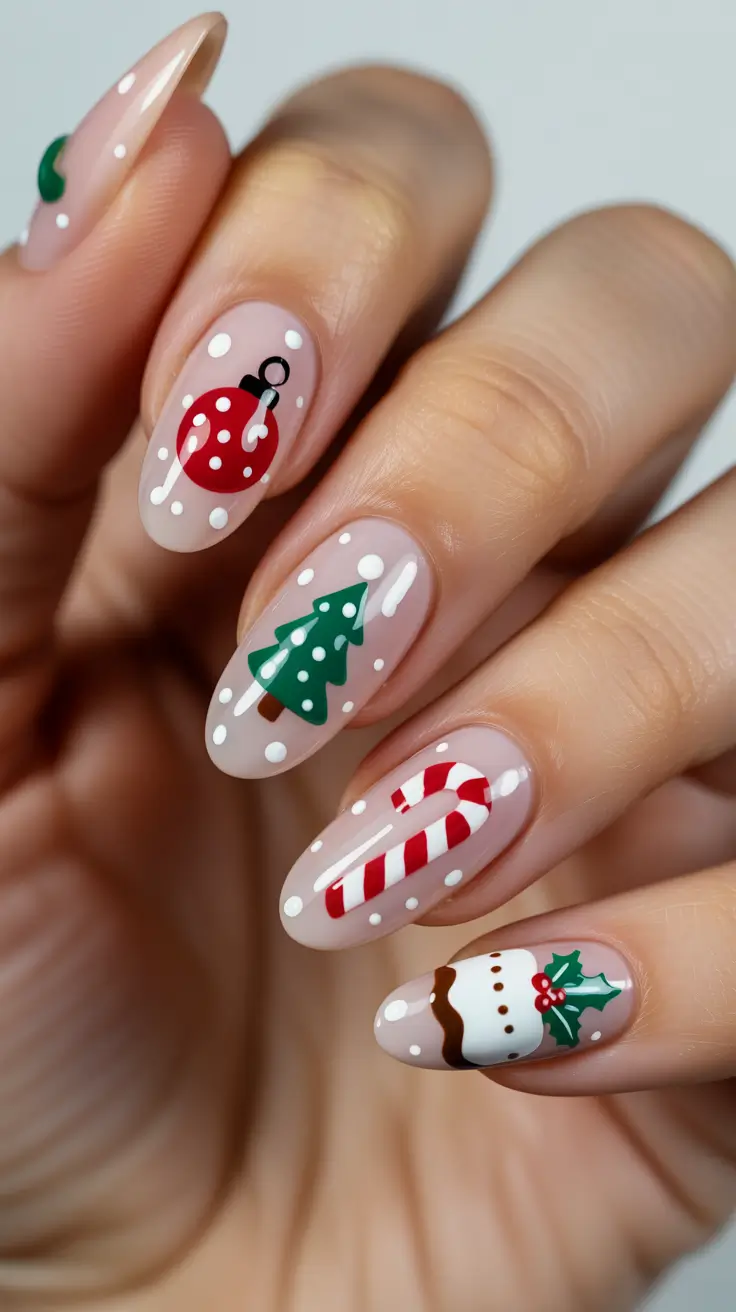 simple christmas nails winter Playful Holiday Mix