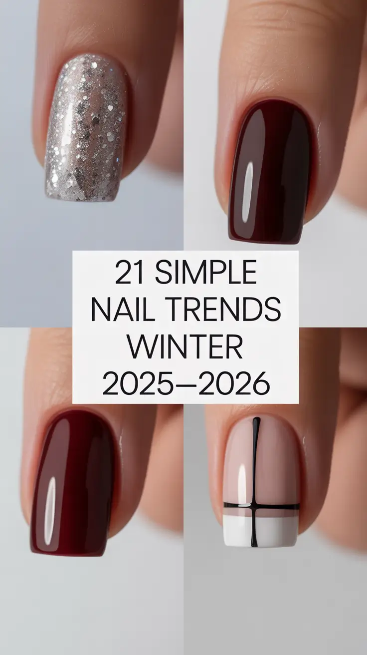 Simple Nail Trends Winter 2025–2026: Chic Almond, Square & Gel Ideas for Cozy Season Inspo