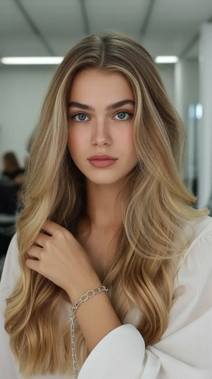 soft winter hair color ideas Champagne Blonde Layers with Airy Volume