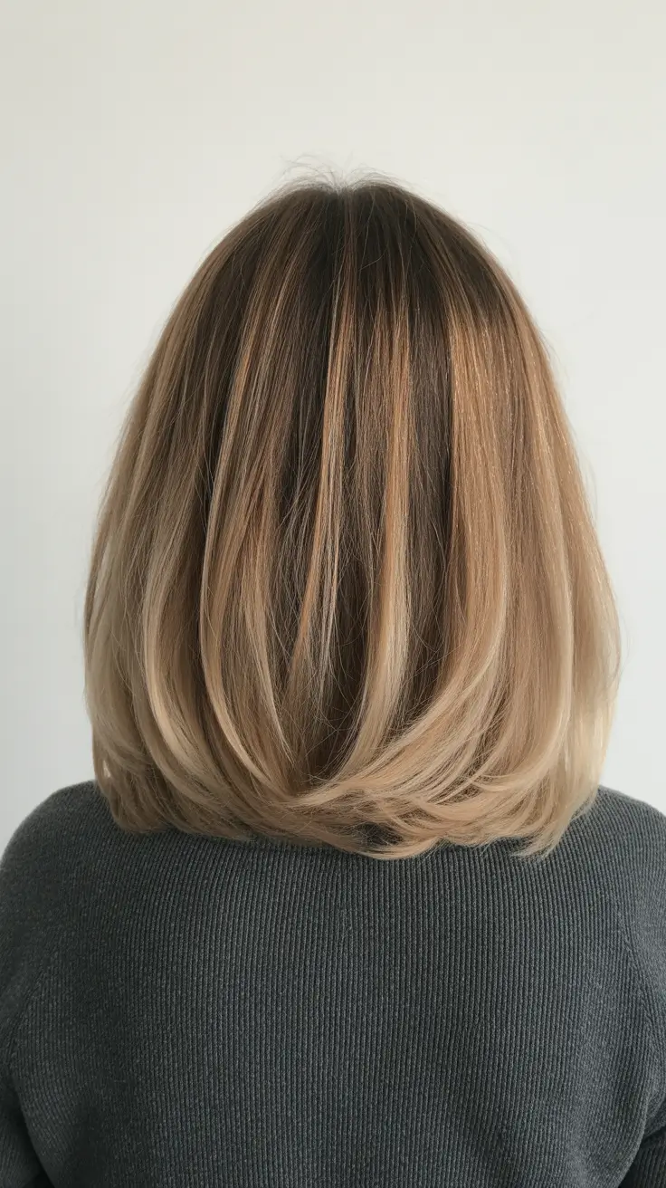 soft winter hair color ideas Layered Caramel Bob for Gentle Contrast