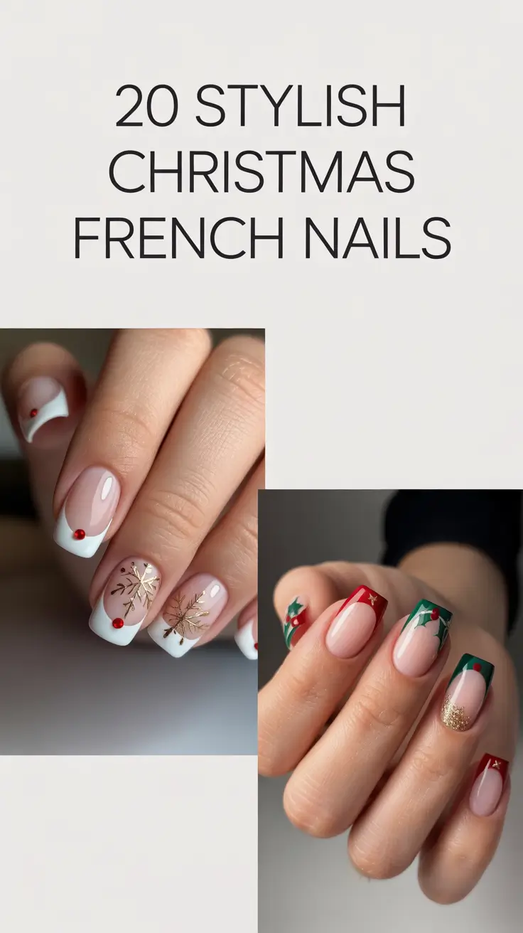 Stylish Christmas French Nails 2025: Classy, Glitter & Snowflake Designs to Try This Holiday Season
