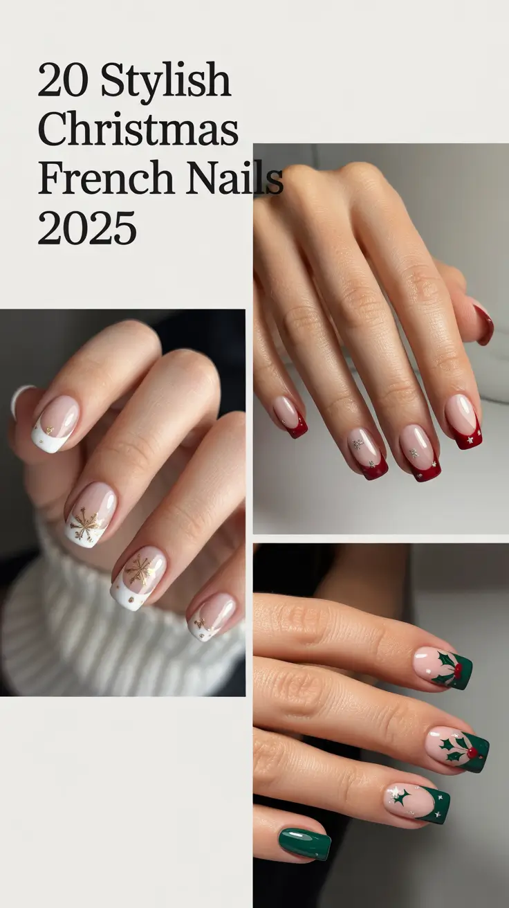 Stylish Christmas French Nails 2025: Classy, Glitter & Snowflake Designs to Try This Holiday Season
