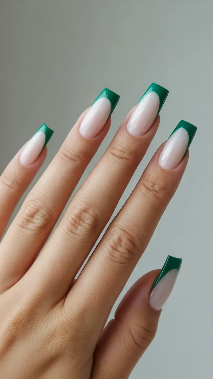 green-christmas-nails-2025-Classic-Green-French-with-a-Modern-Edge