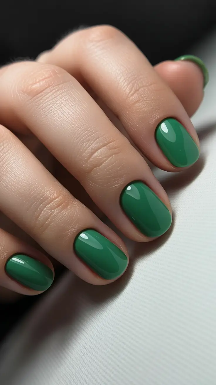green-christmas-nails-2025-Glossy-Green-Simplicity