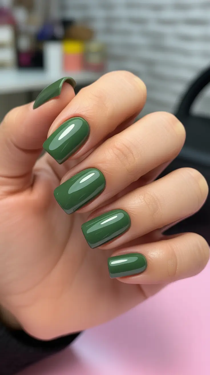 green-christmas-nails-2025-Square-Evergreen-Shine