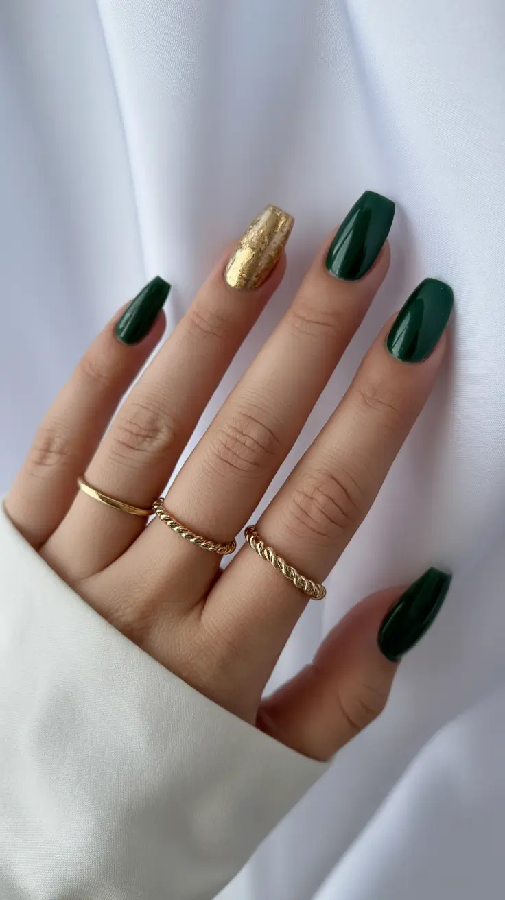 green-christmas-nails-2025-Emerald-and-Gold-Luxe