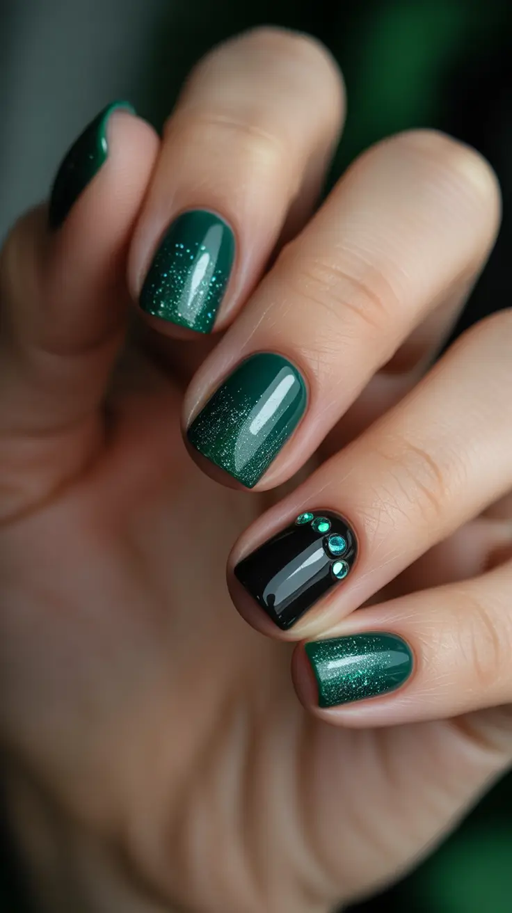 green-christmas-nails-2025-Emerald-Stardust-Glam