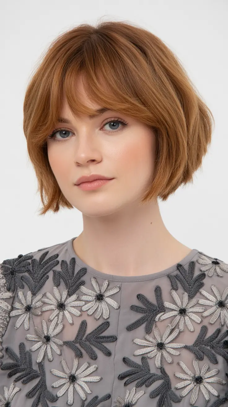 winter hair color short bob haircuts Warm Copper Bob with Vintage Allure
