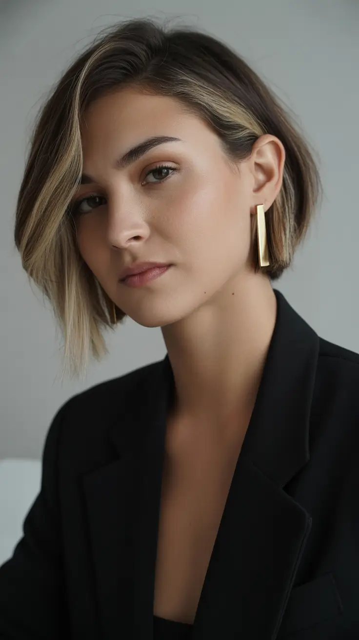 winter hair color short bob haircuts Shadowed Blonde Bob - Sleek Contrast in Motion